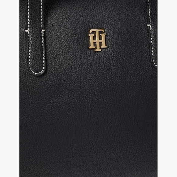 NEW Tommy Hilfiger Women's Gina II Convertible Top Zip Satchel Peb - Bag - Black - Picture 7 of 10